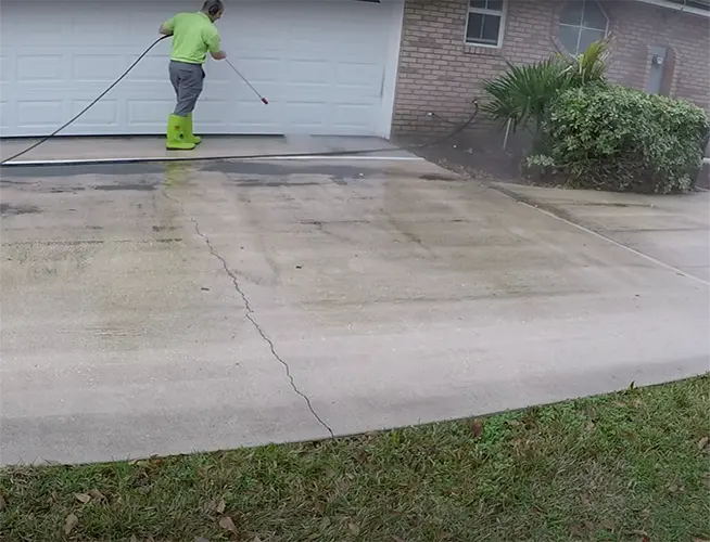 Project Showing Off Driveway And Sidewalk Pressure Washing Services