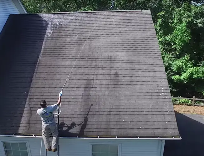 Project Showing Off Roof Pressure Washing Services